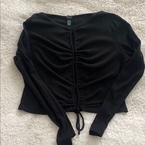Black Ruched Long Sleeve Top